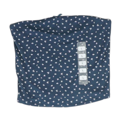 Navy Print Cropped Blouse