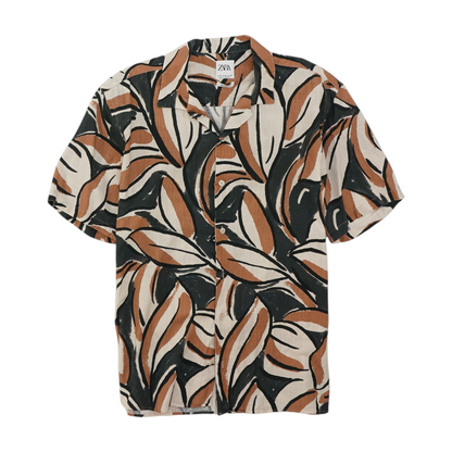 Multi Abstract Short Sleeve Button Down