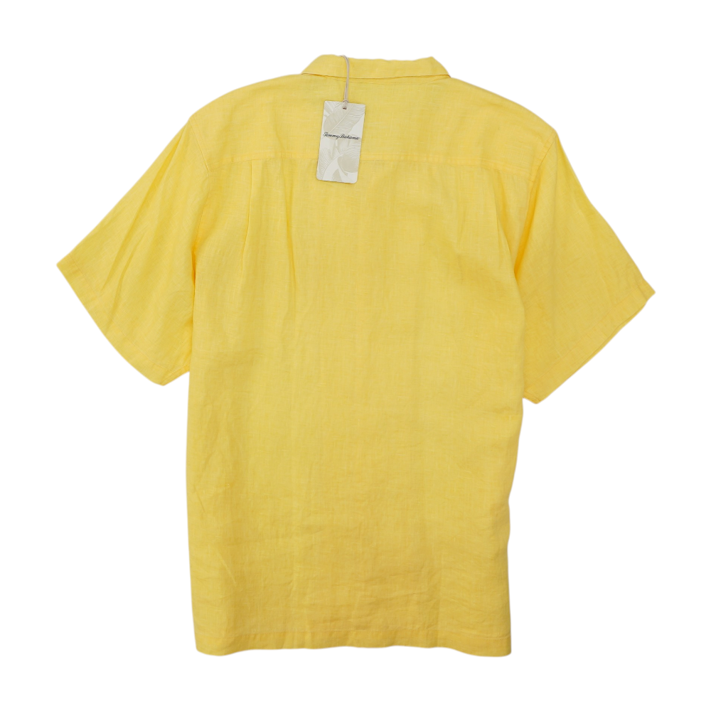 Yellow Solid Short Sleeve Button Down