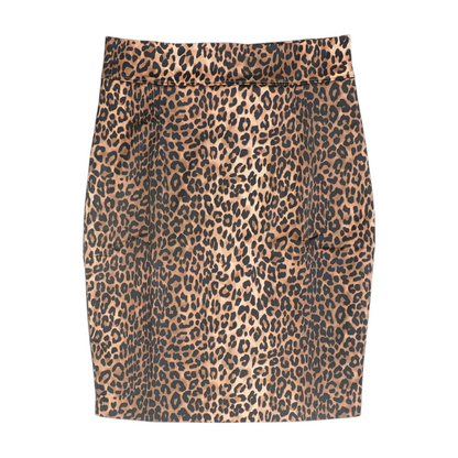 Brown Animal Print Midi Skirt