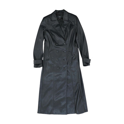 Black Solid Faux Leather Jacket