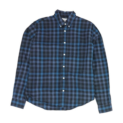 Navy Plaid Long Sleeve Button Down