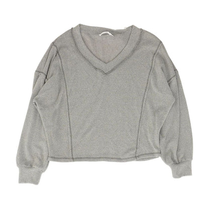 Gray V-Neck Blouse