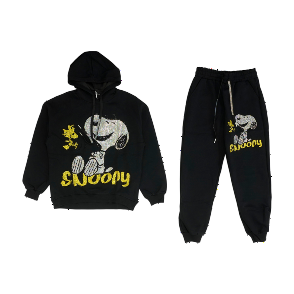 Black Graphic Pant Set