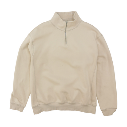 Beige Solid 1/4 Zip Pullover