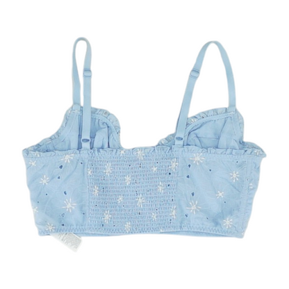Blue Floral Cropped Blouse