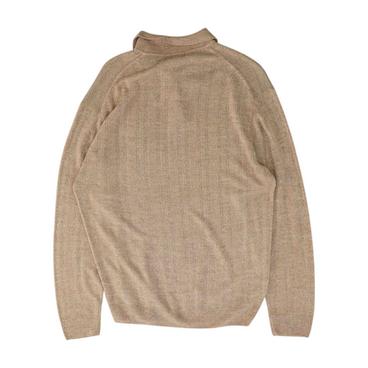 Tan Solid Long Sleeve Polo