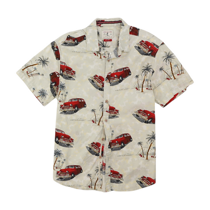 Gray Graphic Short Sleeve Button Down