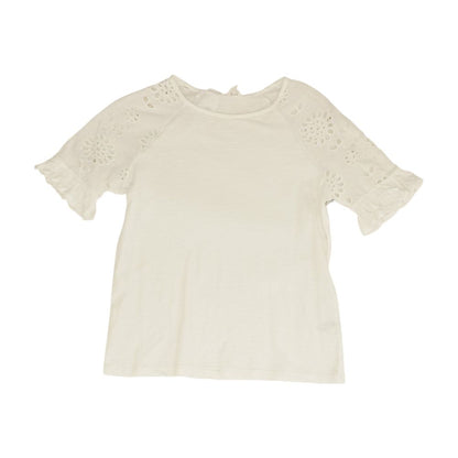 White Solid Short Sleeve Blouse
