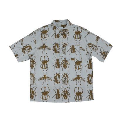 Gray Graphic Short Sleeve Button Down