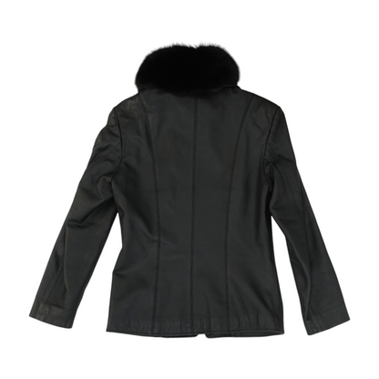 Black Solid Leather Jacket