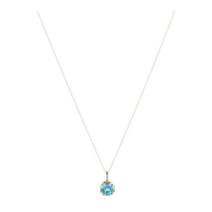 2 ctw 10K Yellow Gold Blue Topaz Pendant Necklace