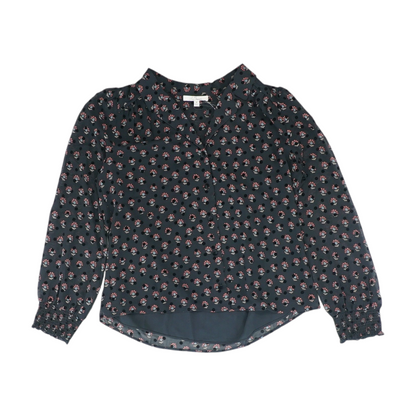 Black Floral Button Down