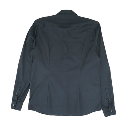 Black Solid Long Sleeve Button Down