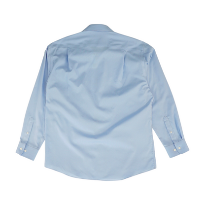 Blue Solid Long Sleeve Button Down