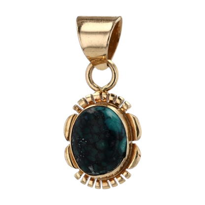 14K Yellow Gold Turquoise Pendant