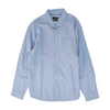 Blue Solid Long Sleeve Button Down