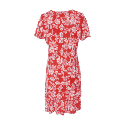 Red Floral Midi Dress