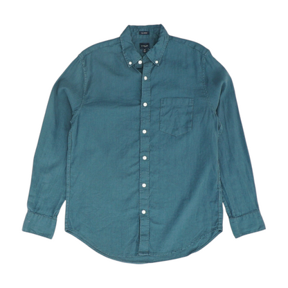 Teal Solid Long Sleeve Button Down