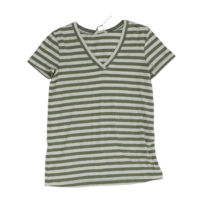 Green Striped V Neck T-Shirt