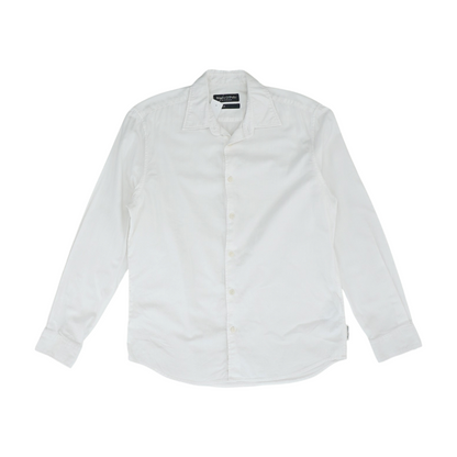 White Solid Long Sleeve Button Down