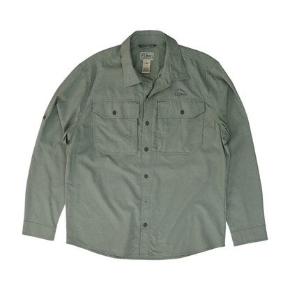 Green Solid Long Sleeve Button Down