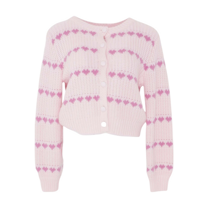 Pink Hearts Cardigan Sweater