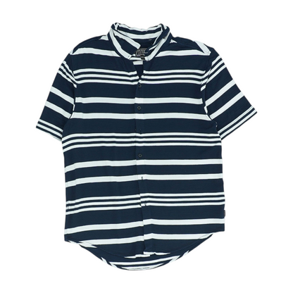 Navy Striped Short Sleeve Button Down