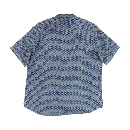 Blue Graphic Short Sleeve Button Down