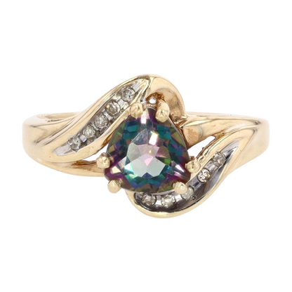 10K Yellow Gold Mystic Stone Fashion Ring