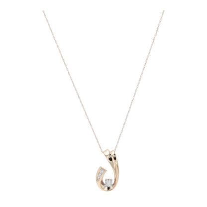 1/4 Ct 14K Gold Open Drop Round Diamond Pendant Necklace