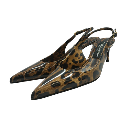 Printed Polished Calfskin Slingbacks