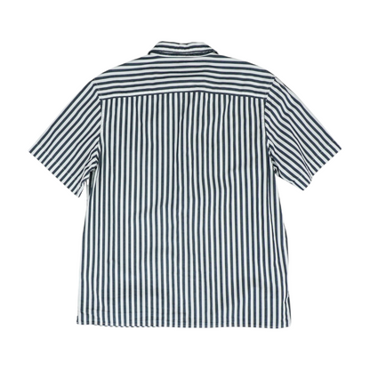 Navy Striped Short Sleeve Button Down