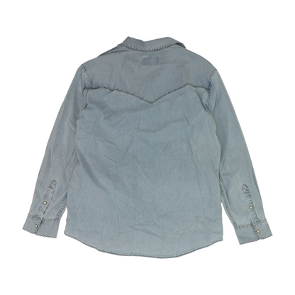 Blue Solid Flannel Button Down