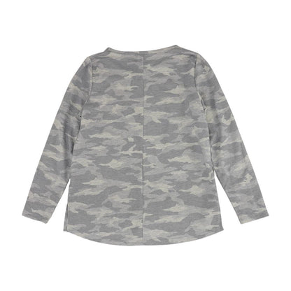 Gray Camo Long Sleeve Blouse