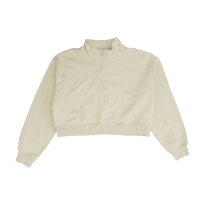 Beige Solid 1/4 Zip Pullover