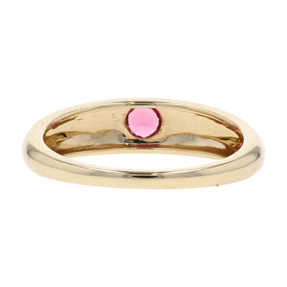1/10 Ct 14K Gold Flush Set Round Tourmaline Stackable Ring