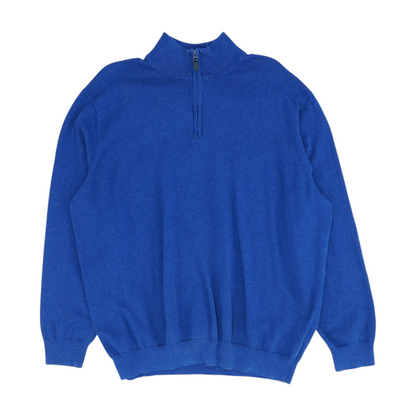 Blue Solid 1/4 Zip Pullover