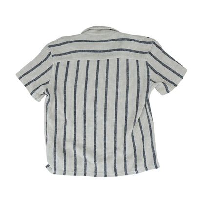 Tan Striped Short Sleeve Button Down