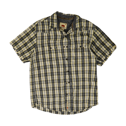 Navy Plaid Short Sleeve Button Down