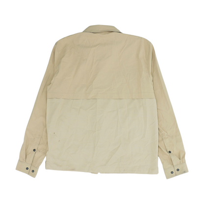 Beige Solid Outdoor Button Down