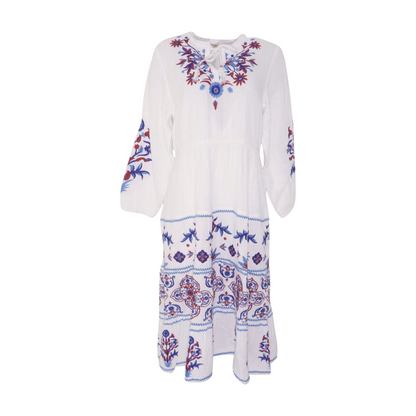 White Petite Floral Midi Dress