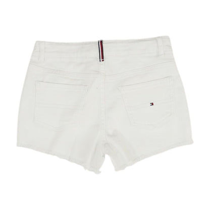 White Solid Denim Shorts