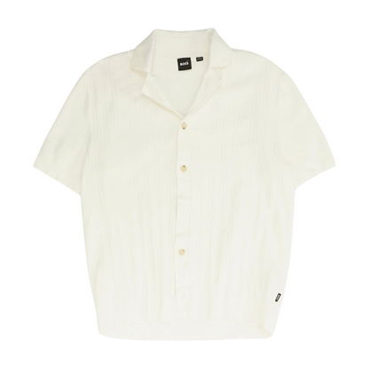 White Solid Short Sleeve Button Down