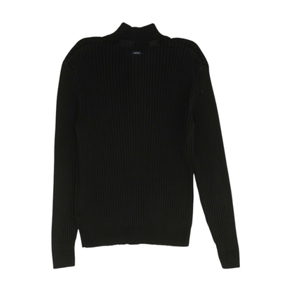 Black Solid 1/4 Zip Sweater