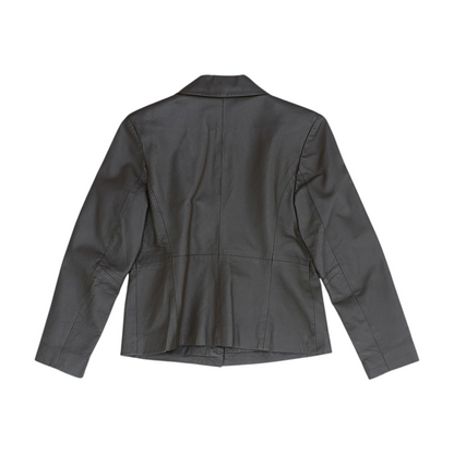 Brown Petite Solid Leather Jacket