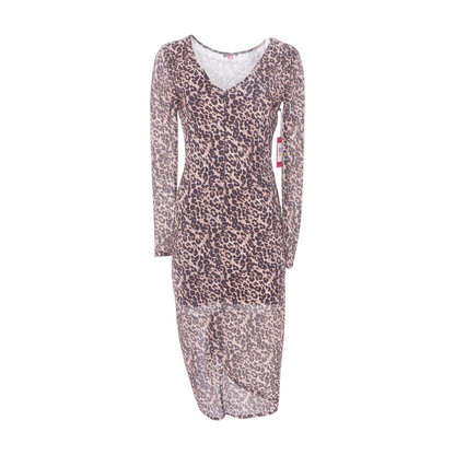 Beige Animal Print Midi Dress