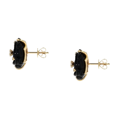 14K Yellow Gold Onyx Statement Earrings