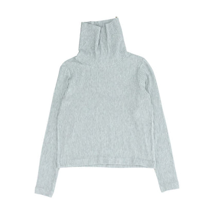 Gray Turtleneck Knit Top