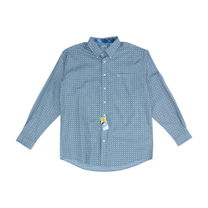 Gray Print Long Sleeve Button Down